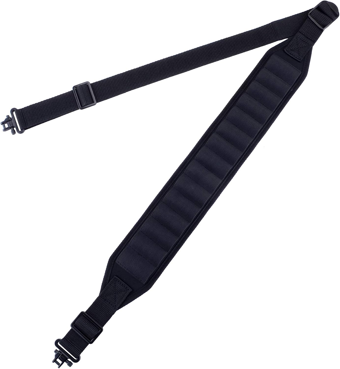 BOOSTEADY Black Shotgun Sling with Shell Holder, 2 Point Non-Slip Adjustable Ammo Sling for Shotgun - Shotgun Sling with 25 Shell Holder