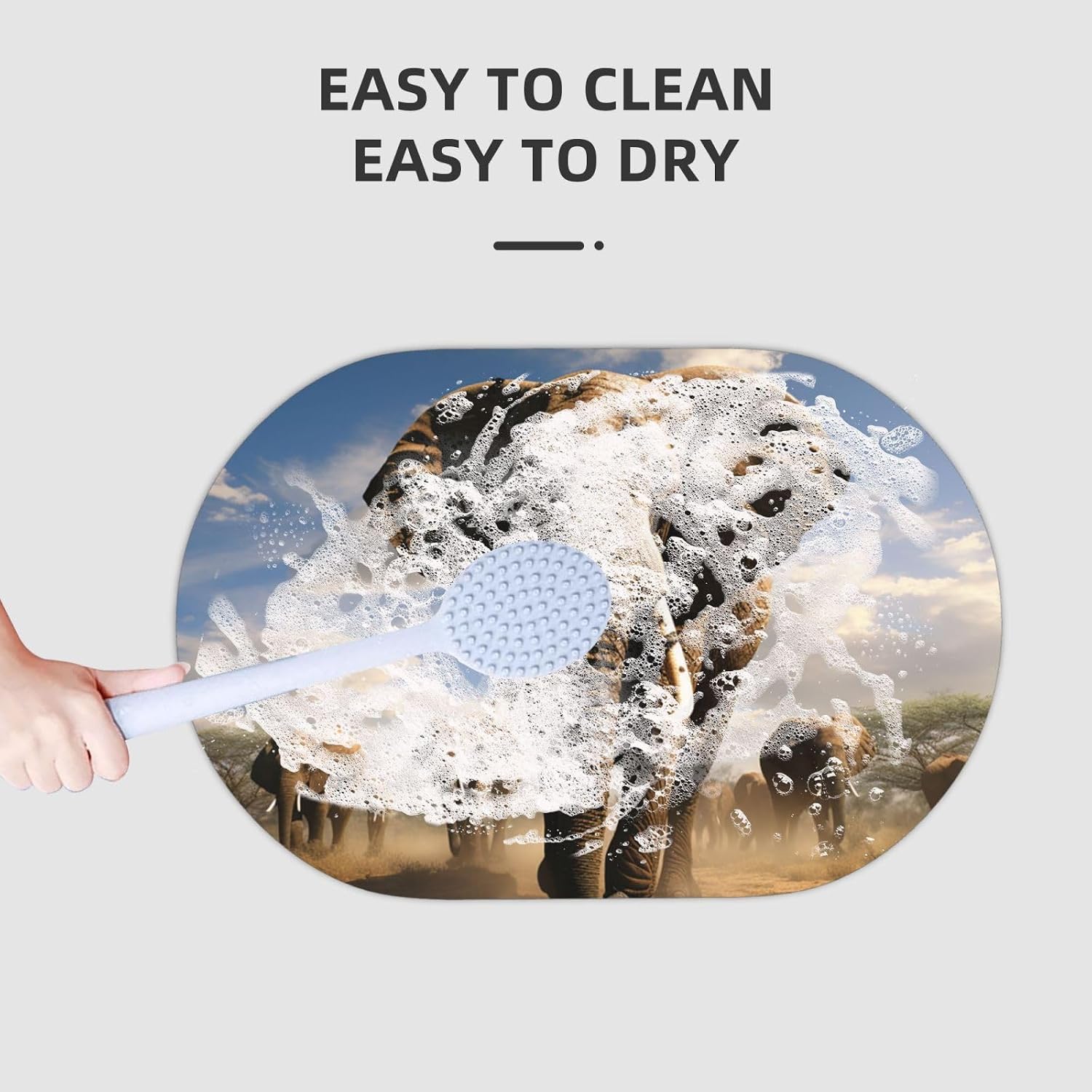 Stone Bath Mats Ferocious Elephant Diatomaceous Earth Bath Mat Super Absorbent Bathroom Floor Mat Quick Drying Diatomite Shower Mat for Shower Bathtub Bathroom Accessory 16x24in