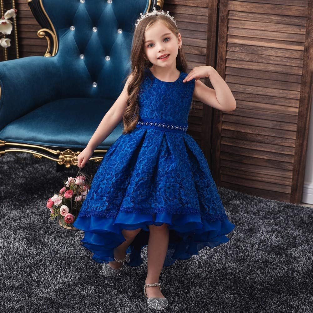 HIHCBF Flower Girls High Low Lace Dress Princess Wedding Pageant Birthday Christmas Party Formal Evening Dance Ball Gown