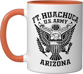 Fort Huachuca US Military Base Arizona AZ Ft Huachuca Gifts Ceramic Mug, Orange/White