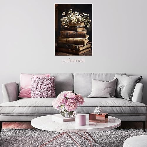 Miniatura 6 de WAYUWGAN Arte de pared floral vintage, libros de naturaleza muerta, imágenes rústicas de arte antiguo, impresiones de pintura al óleo, pósteres de