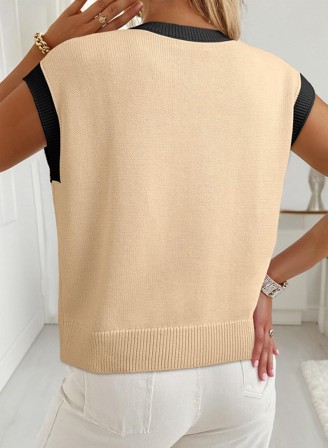 Dokotoo Women's Floral Sweater Crew Neck 2026 Short Sleeve Loose Fit Knit Pullover Tops - Image 3