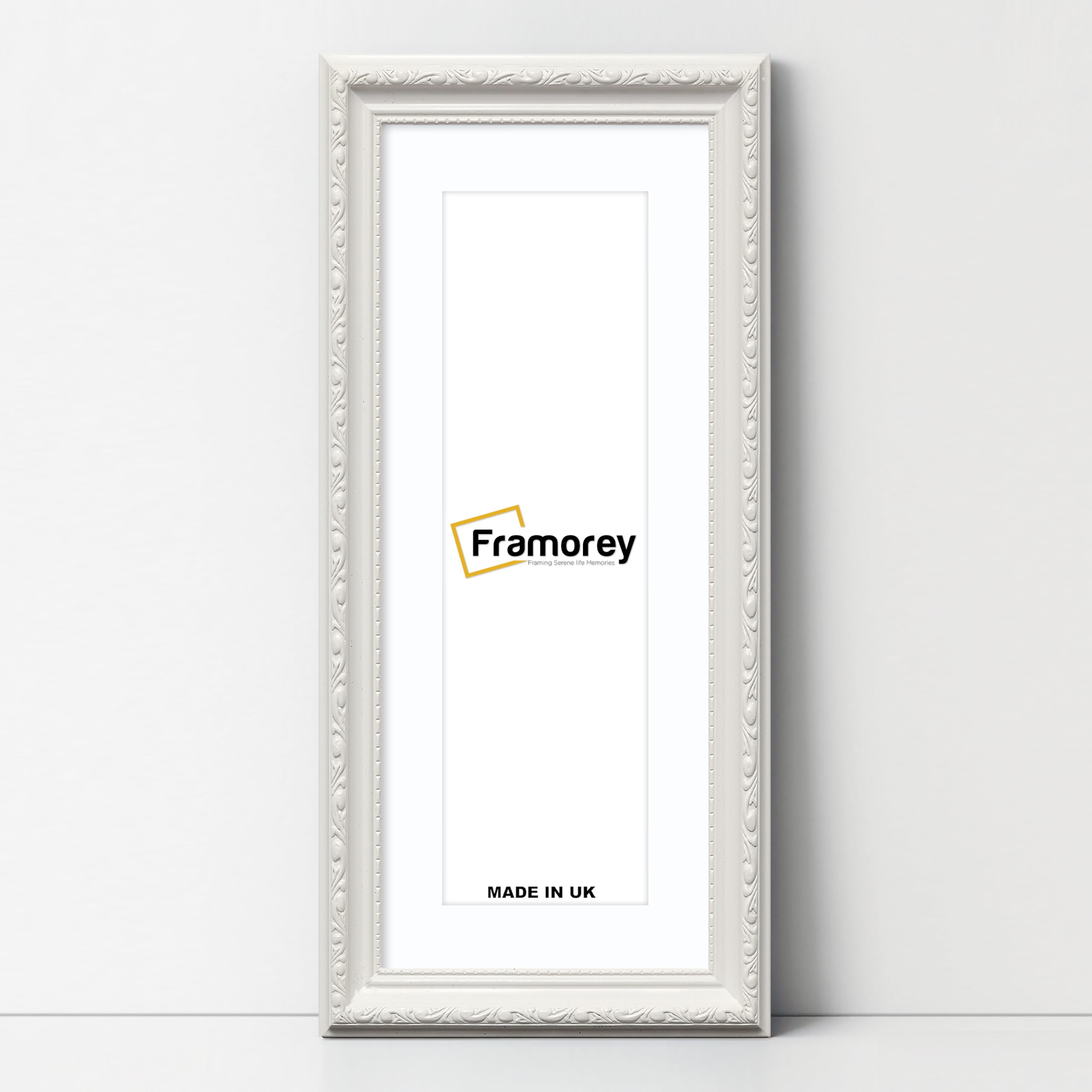 Framorey Framing Serene Life Memories White With White Mount Framorey Oxford Shabby Chic Antique Panorama Style Picture Frame, 28X20" Size White Photo Frame With 24X16" Size White Mount, Wall Hanging Frames, Best Frames For Home Decoration