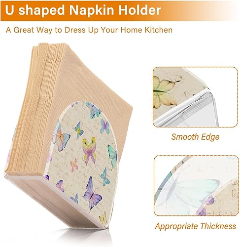 Miniatura 4 de Napkin Holder Watercolor Butterflies Napkin Holders for Tables, Clear Acrylic Napkin Holders Cocktail Napkin Holder for Kitchen Restaurant Bar Home
