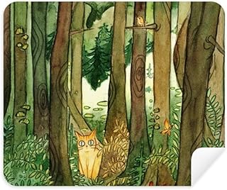 Miaoji Painting Cat Forests Mushroom Cleaning Cloth Screen Cleaner 2pcs Suede Fabric