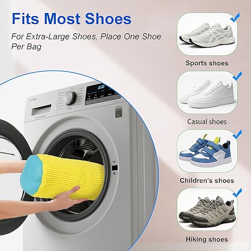 Miniatura 5 de Bolsa para lavadora de zapatos, paquete de 2 bolsas reutilizables para zapatos de lavandería con cremallera para tenis y zapatos de tenis, limpieza