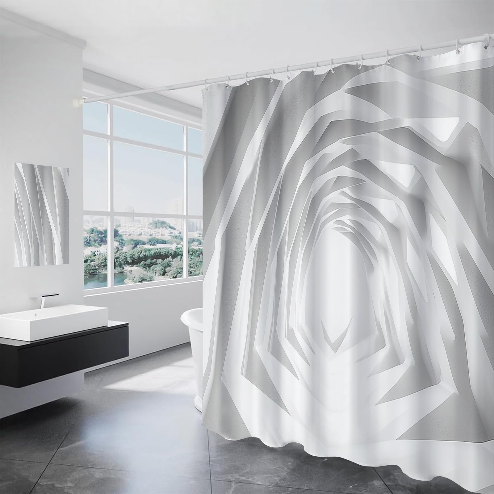 Rideau de douche anti-moisissure en polyester lavable 240 x 200 cm