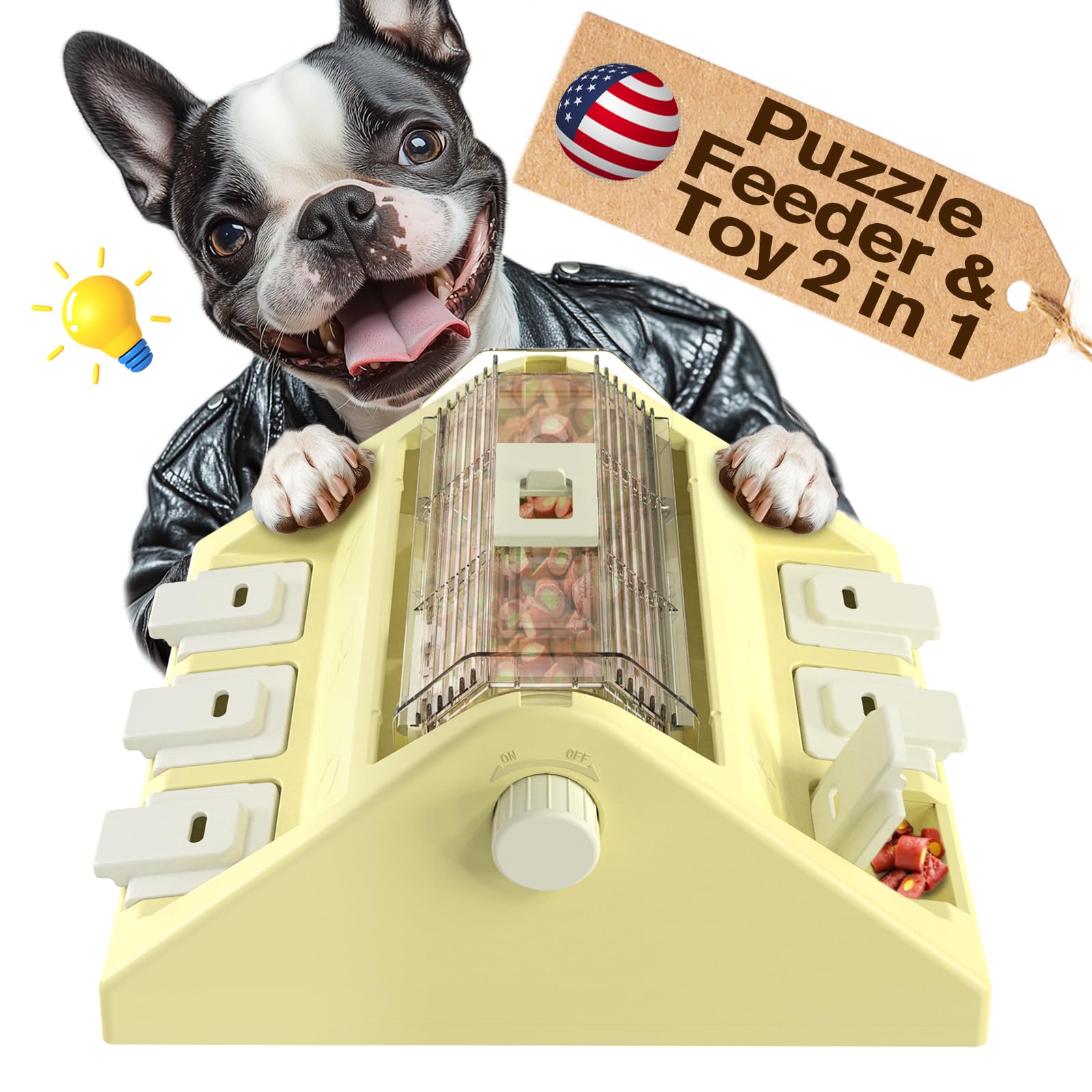 KADTC Paw-Activated Rolling Treat Dispenser Dog Puzzle Toy, Level 2 in 1 Slow Feeder (396.9 g Capacity), Interaktive Futterspender für kleine/mittelgroße Hunde - Mentale Stimulation & gesunde