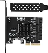 Cerlingwee Expansion Card, Computer Internal SCSI Port Cards PCIE to 6Port SATA3.0 Hard Disk 6G PCIE3.0 GEN3 4X Interface Hub Adapter Plug and Play for ASMedia ASM1166 Master