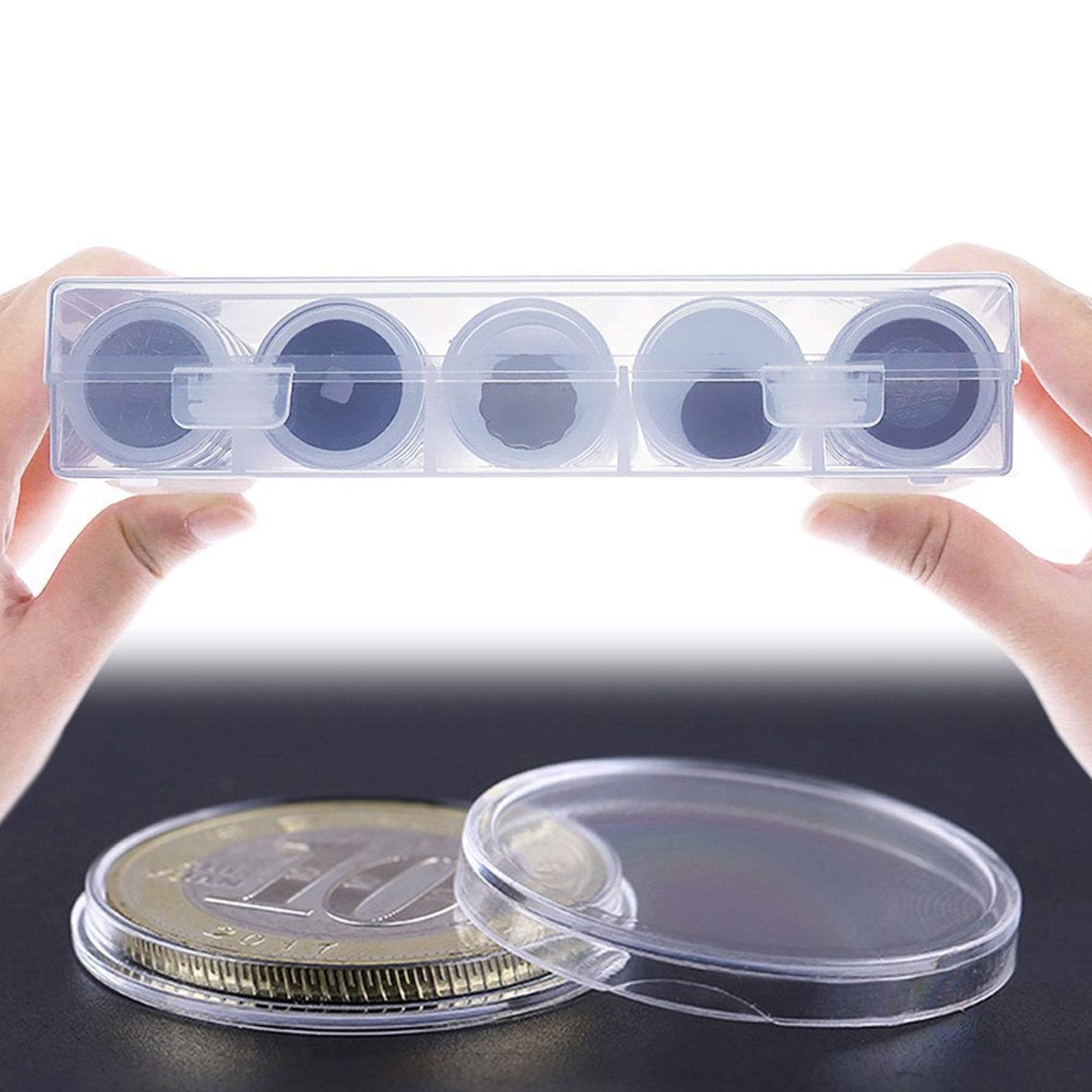 100 PI??CES PLASTIQUE transparent capsules de monnaie ??tui de