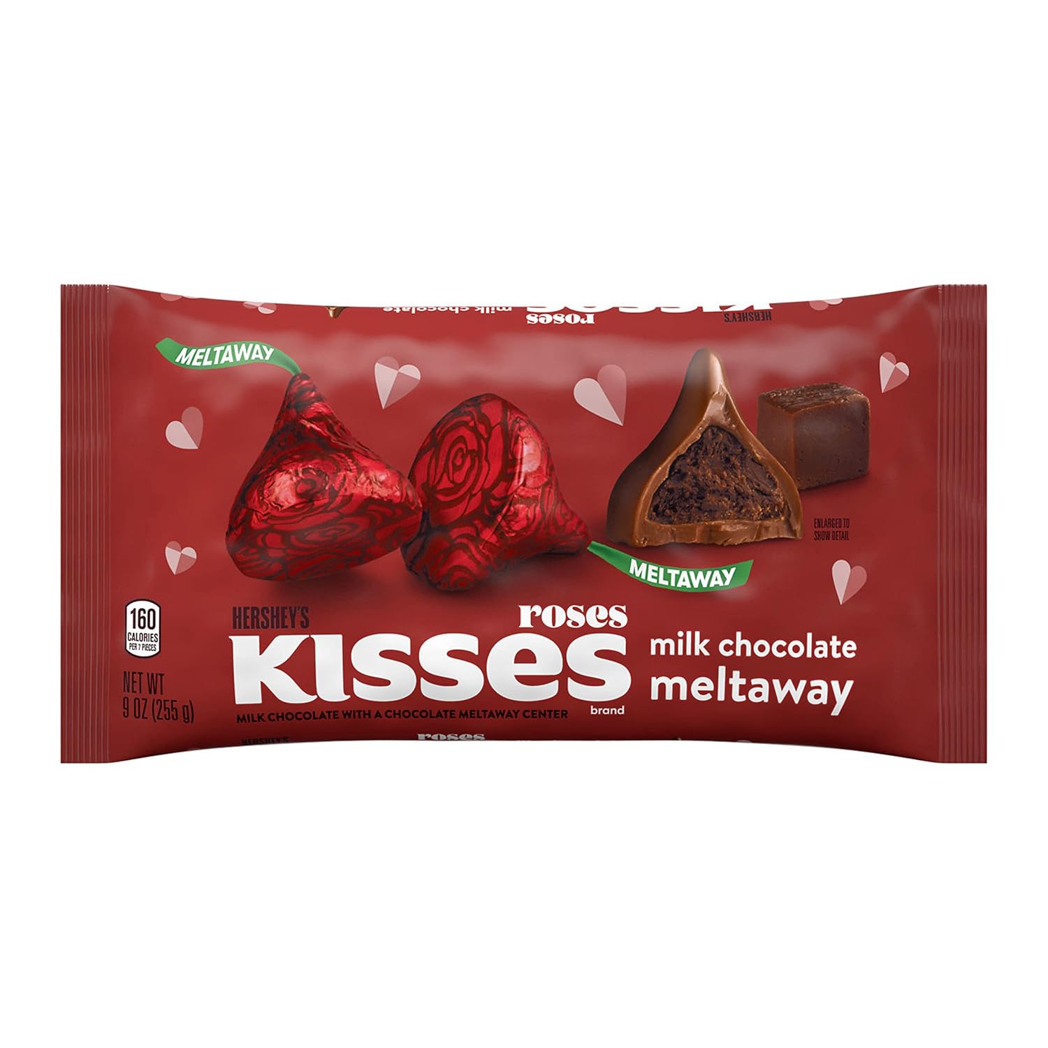 HERSHEY'S KISSES Roses Milk Chocolate Meltaway Candy, Valentine's Day, 9 oz Bag