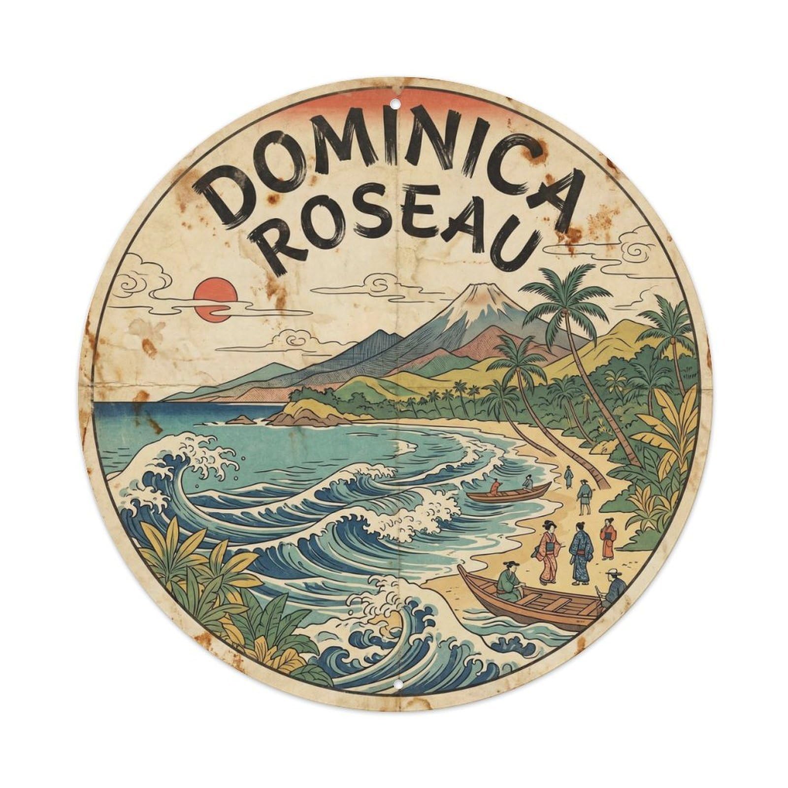 Dominica Roseau Caribbean Island Classic Illustration Metal Tin Sign