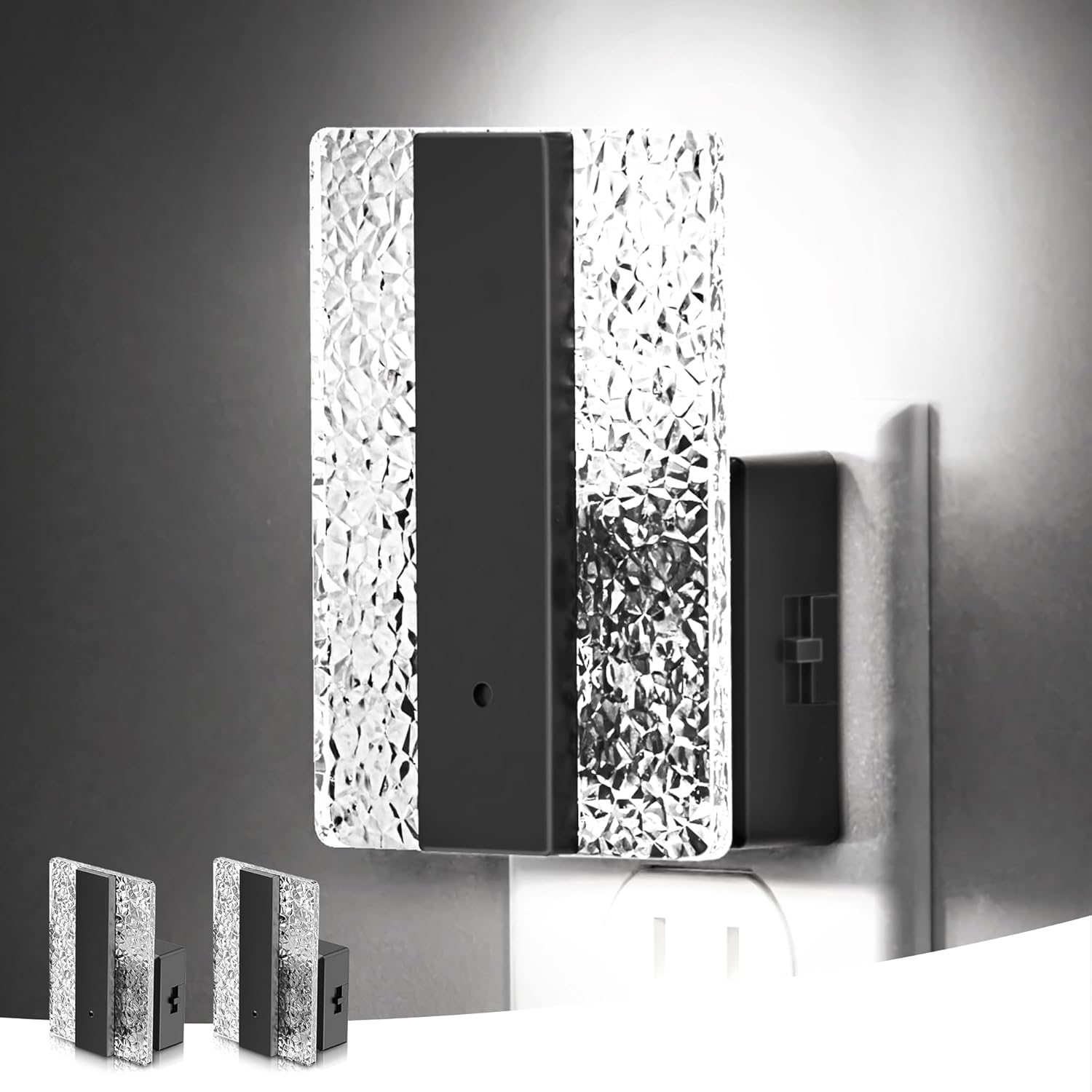 L LOHAS LED Night Lights Plug Into Wall, 2 Pack Night Light with Dusk-to-Dawn Sensor, Dimmable Decorative LED Nightlights, 0-100LM 5000K Adjustable Brightness for Bathroom, Hallway, Bedroom,Stairway