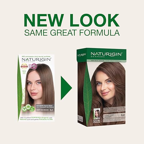 Miniatura 3 de Naturigin Tinte permanente para el cabello, marrón ceniza claro 5.2, sin amoníaco, 100% cobertura de canas, fórmula natural nutritiva, para todo