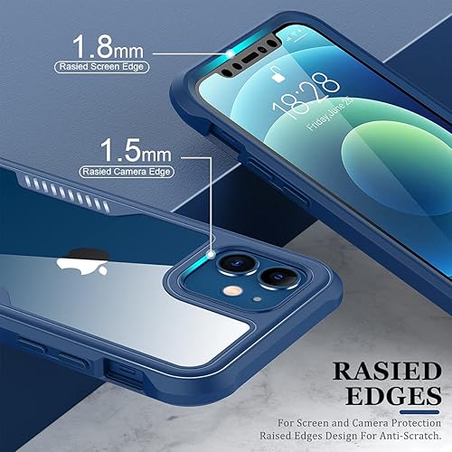 Miniatura 4 de FUNMIKO - Funda compatible con iPhone 12 Pro, iPhone 12, con protector de pantalla integrado, de grado militar, prueba de caída de 21pies, funda