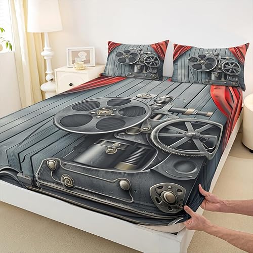 Miniatura 10 de Piano Music Fitted Sheets Full Size,Musical Notes Bedding Set 3Pcs for Kids Girls Boys Teens Room Decor,Retro Graffiti Grey Gold Bed Sheet Music