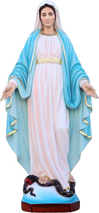 Estatua de la Virgen Milagrosa de resina cm. 80 con ojos pintados para ...