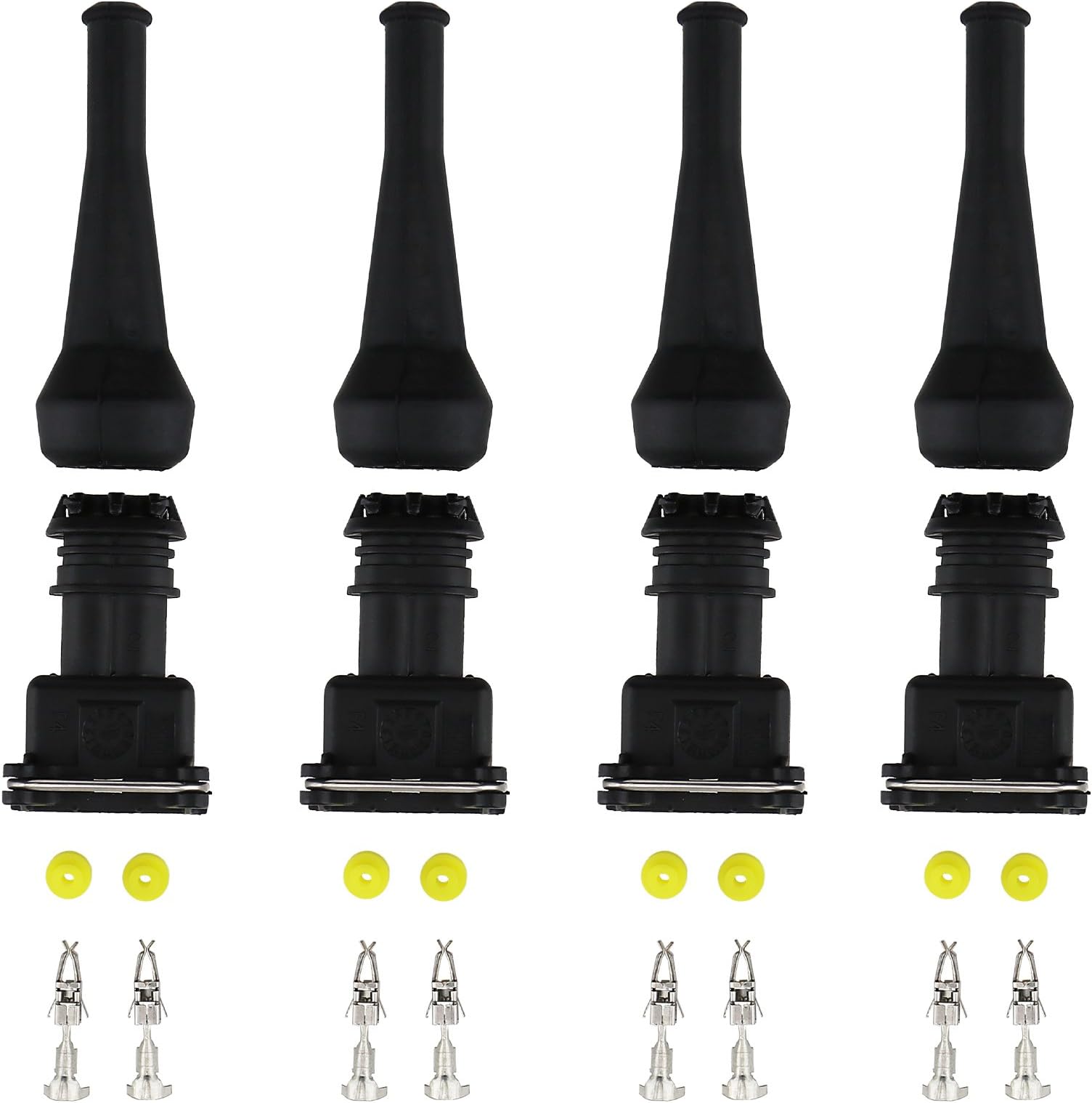 4pcs Fuel Injector Connector EV1 Waterproof 2 Way Injector Wiring Connectors Plug Harness Kit