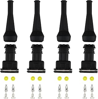 Micro Trader 4pcs Fuel Injector Connector EV1 Waterproof 2 Way Injector Wiring Connectors Plug Harness Kit