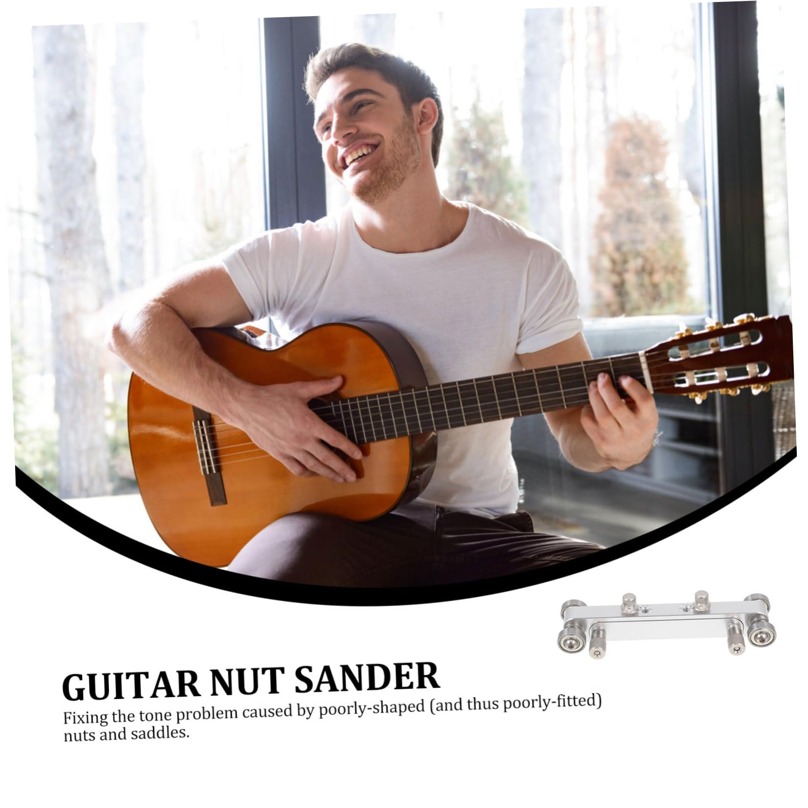 Herramienta de Reparación de Guitarra Lijadora Ajustable Plata | Aleación de Aluminio, para Cejuelas y Sillines de Hueso, Altura Regulable, Útil