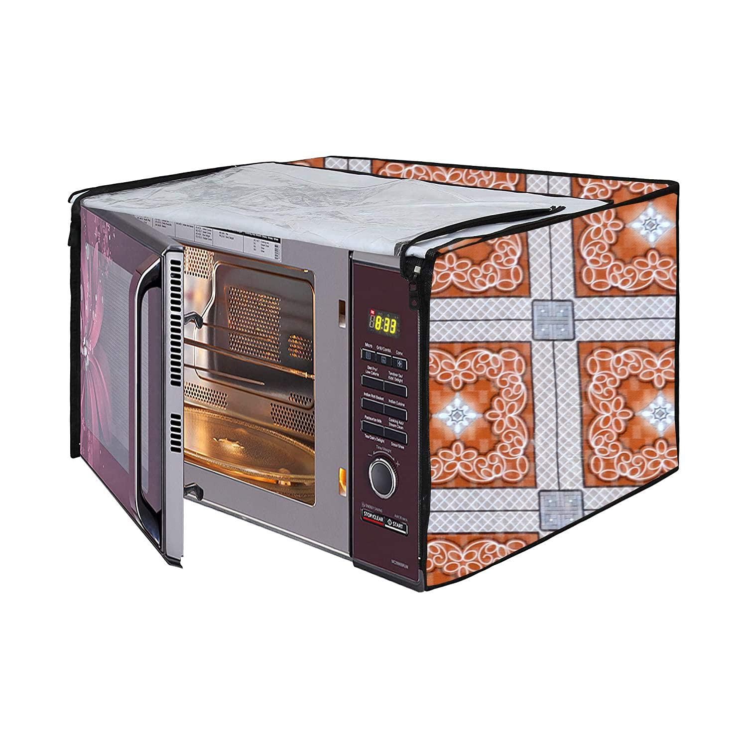 Microwave Oven Cover for LG 21 Litre Convection Waterproof & Dustproof PVC | Heat Resistant, Stainproof & Washable | Decorative Kitchen Appliance Cover (49 cm X 43 cm X 29 cm) pr40