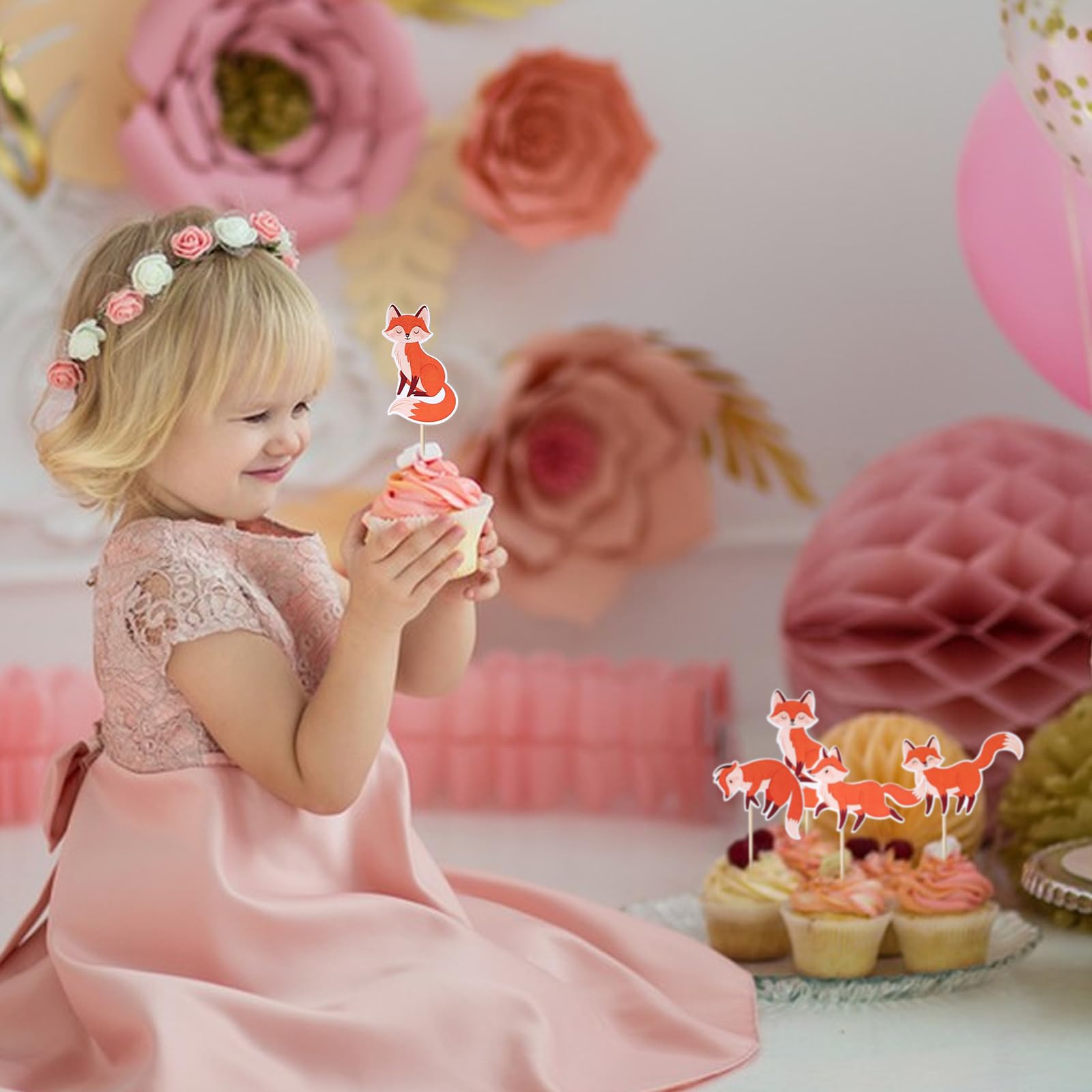 24 Süße Cupcake-Topper Mit Fuchs-Motiv – Perfekt Für Babyparty, Geburtstag Oder Wald-Thema – Inkl. Picks Und Kleber