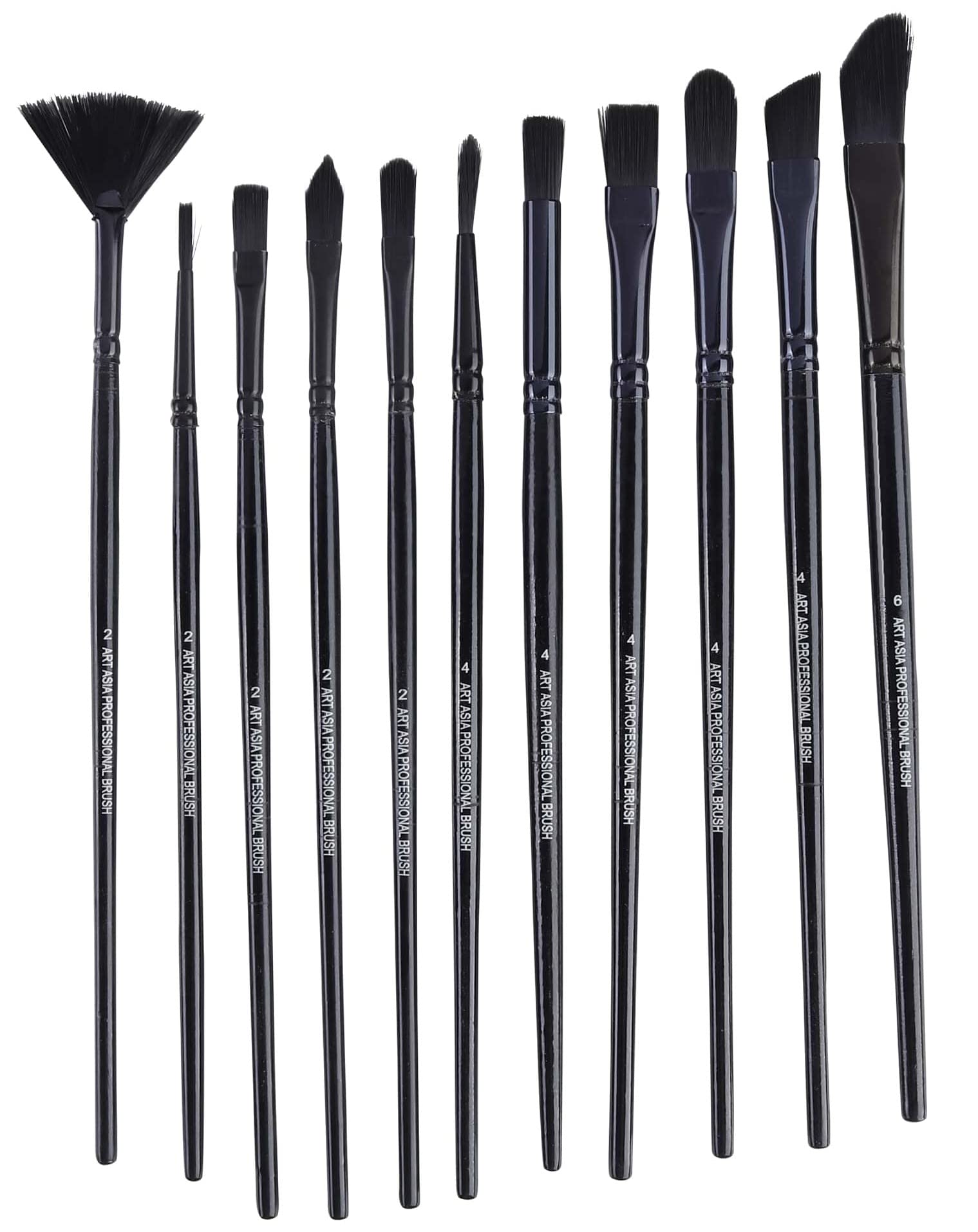 worison Wood 12 Pc Black Mix Synthetic Hair Paintbrush Set For Watercolor And Acrylic Painting 4