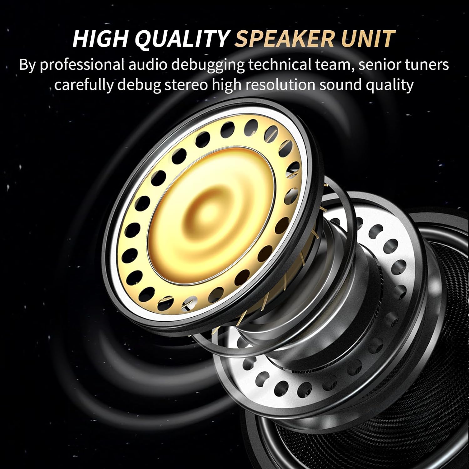 Detailed diagram of a high-quality speaker unit, highlighting its internal components and design for clear audio output.
