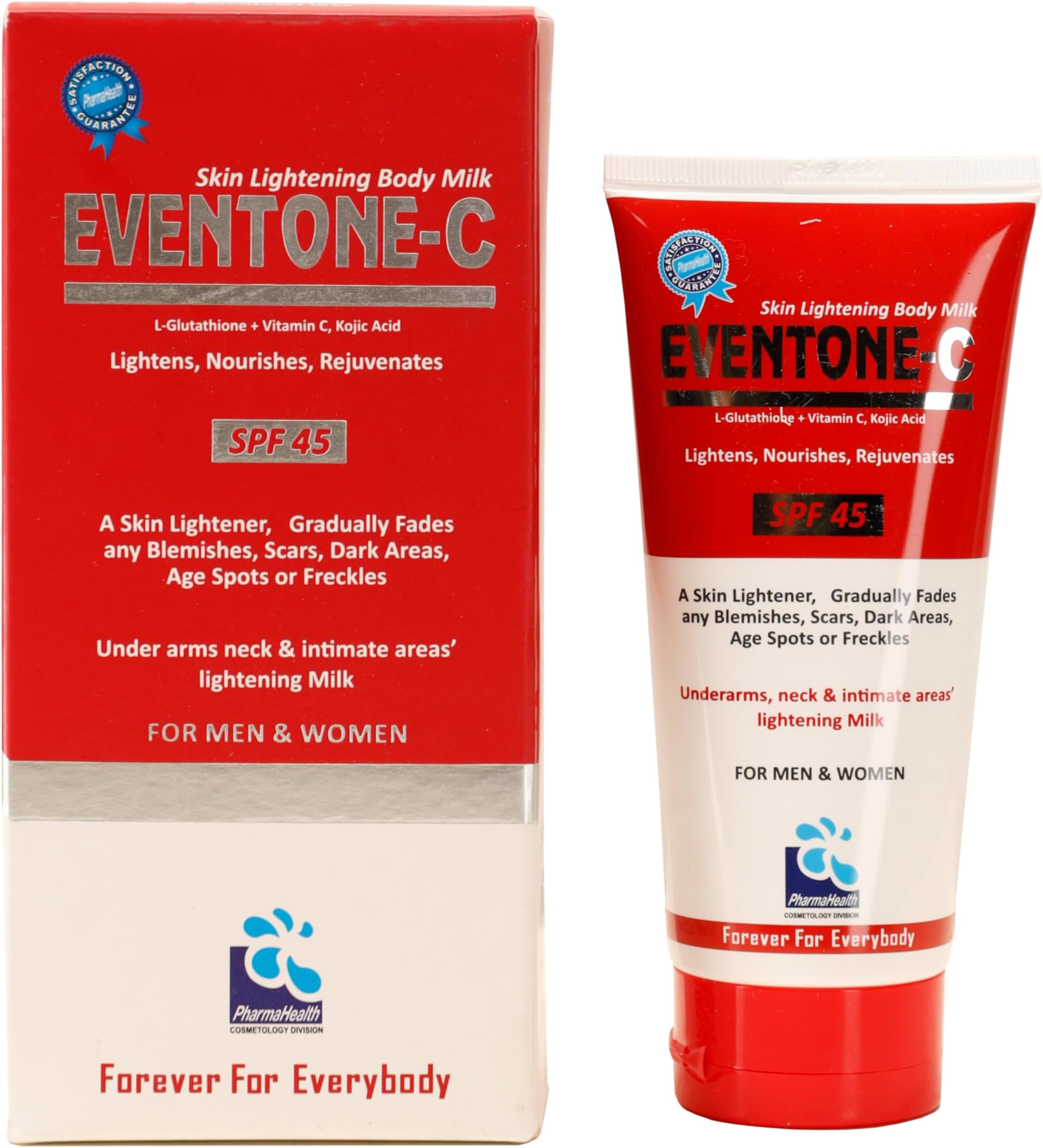 Pharmahealth Milk Eventone C Body Lotion for Women and Men with L Glutathione Vitamin C and SPF 45 Cream, 150ml