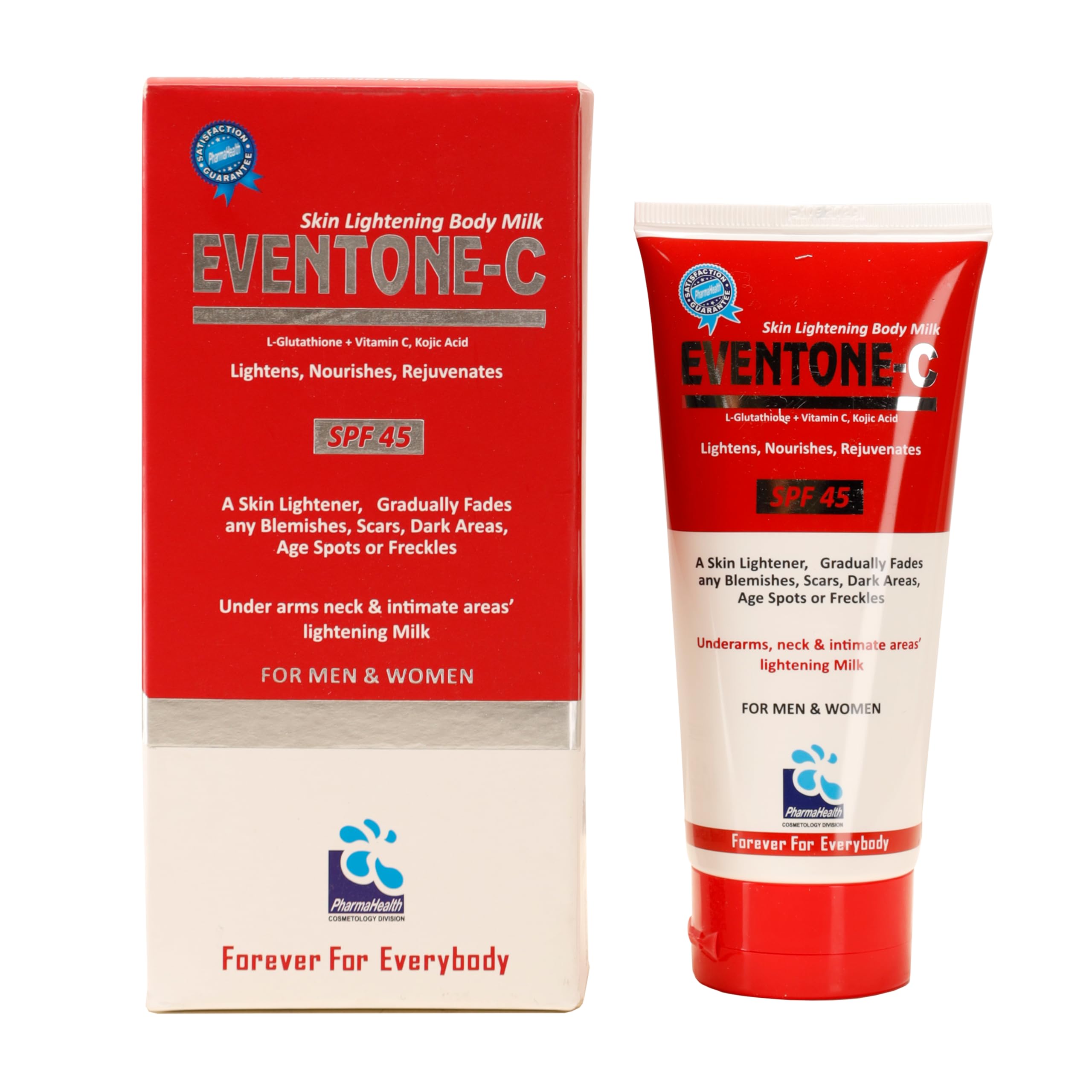 Pharmahealth Milk Eventone C Body Lotion for Women and Men with L Glutathione Vitamin C and SPF 45 Cream, 150ml