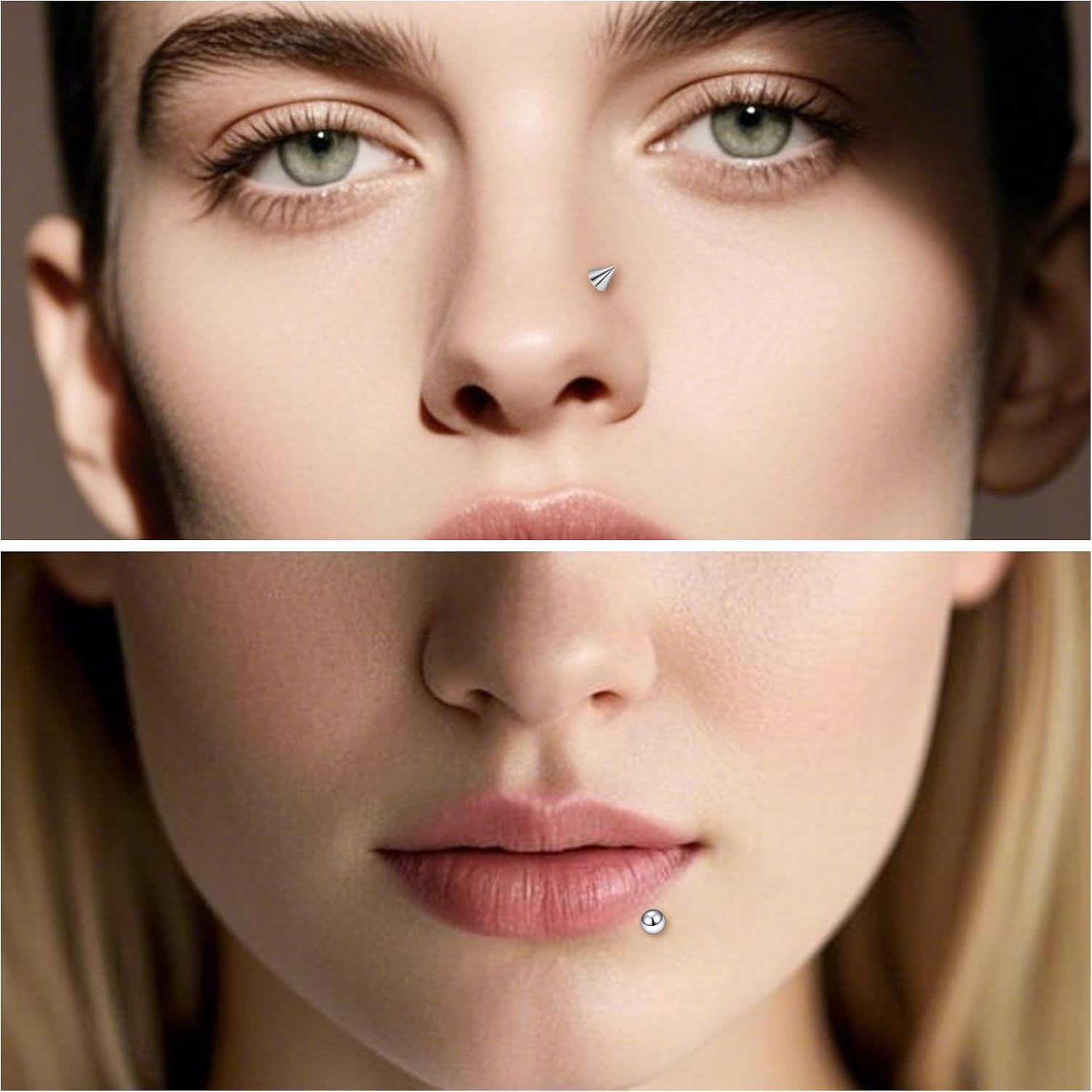 Ruifan Titanium Flat Back Lip Rings Internally Threaded Earrings Studs Nose Rings 20G 18G 16G 14G Ball Spike Tragus Cartilage Lobe Rook Helix Conch Labret Medusa Piercing Jewelry for Women Men 6PCS
