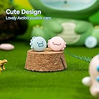 Vista 2 de GeekShare Bonitas tapas de silicona para el pulgar, funda de joystick compatible con Nintendo SwitchOLEDSwitch Lite, 4 unidades, dinosaurio y ajolote