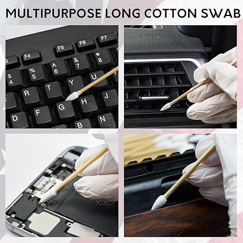 Miniatura 6 de 6 Inch Gun Cleaning Swabs with Plastic Box - 100% Natural Long Cotton Swabs with Strong Sticks - Lint Free Cleaner Swabs for Gun Cleaning,