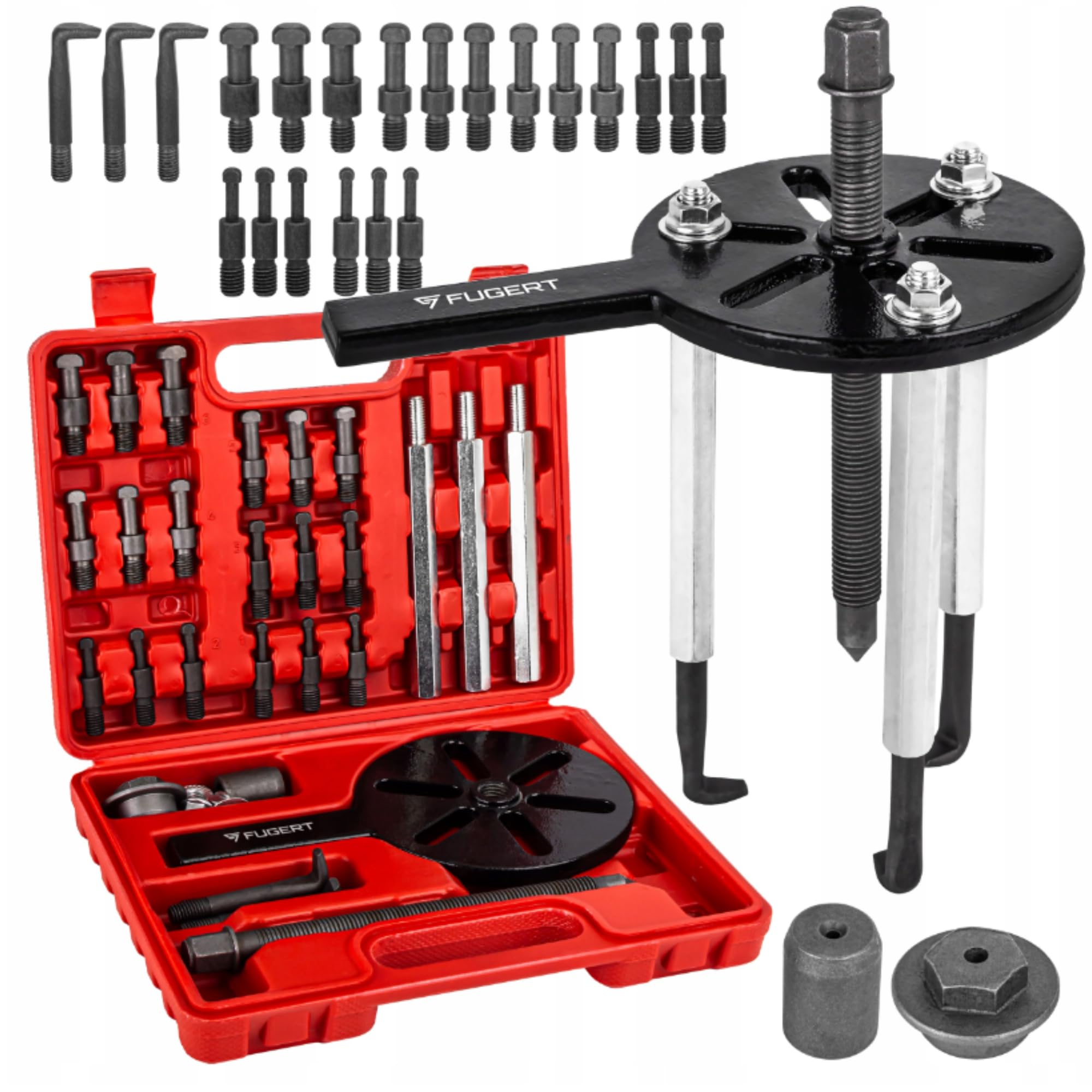 Lagerabzieher Set, Kugellager Abzieher & Innenlager Abzieher, stabiler 3-Arm Innenabzieher Werkzeug zum schonenden Entfernen festsitzender Lager, universal für Werkstatt, 45–105 mm, 21-tlg.