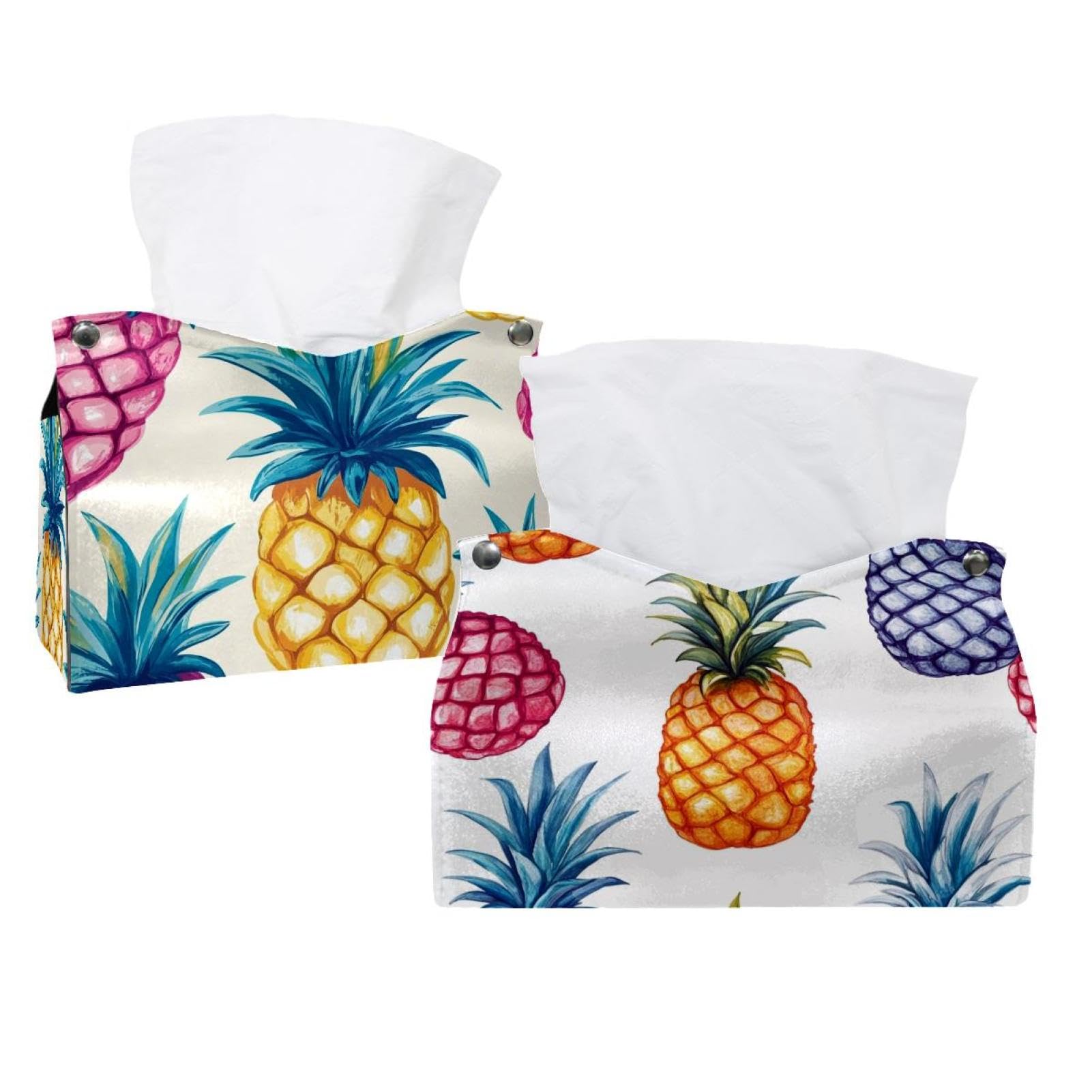 Boîte à mouchoirs en cuir au motif ananas pour table et voiture