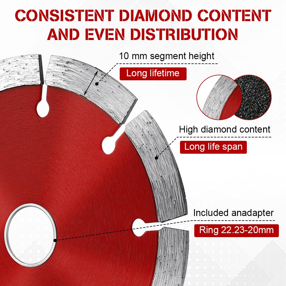 Flintronic Tarcza diamentowa 125 mm, 2 sztuki, diamentowa tarcza do cięcia płytek, ekstra cienka, uniwersalna tarcza do cięcia betonu, granitu, kamienia, muru, cegły