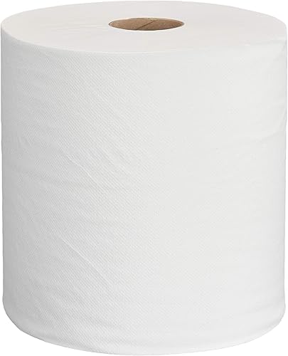 AmazonCommercial - Toallas de papel blancas de 1 capa, a granel para negocios, rollo de alta capacidad, compatible con dispensadores universales,