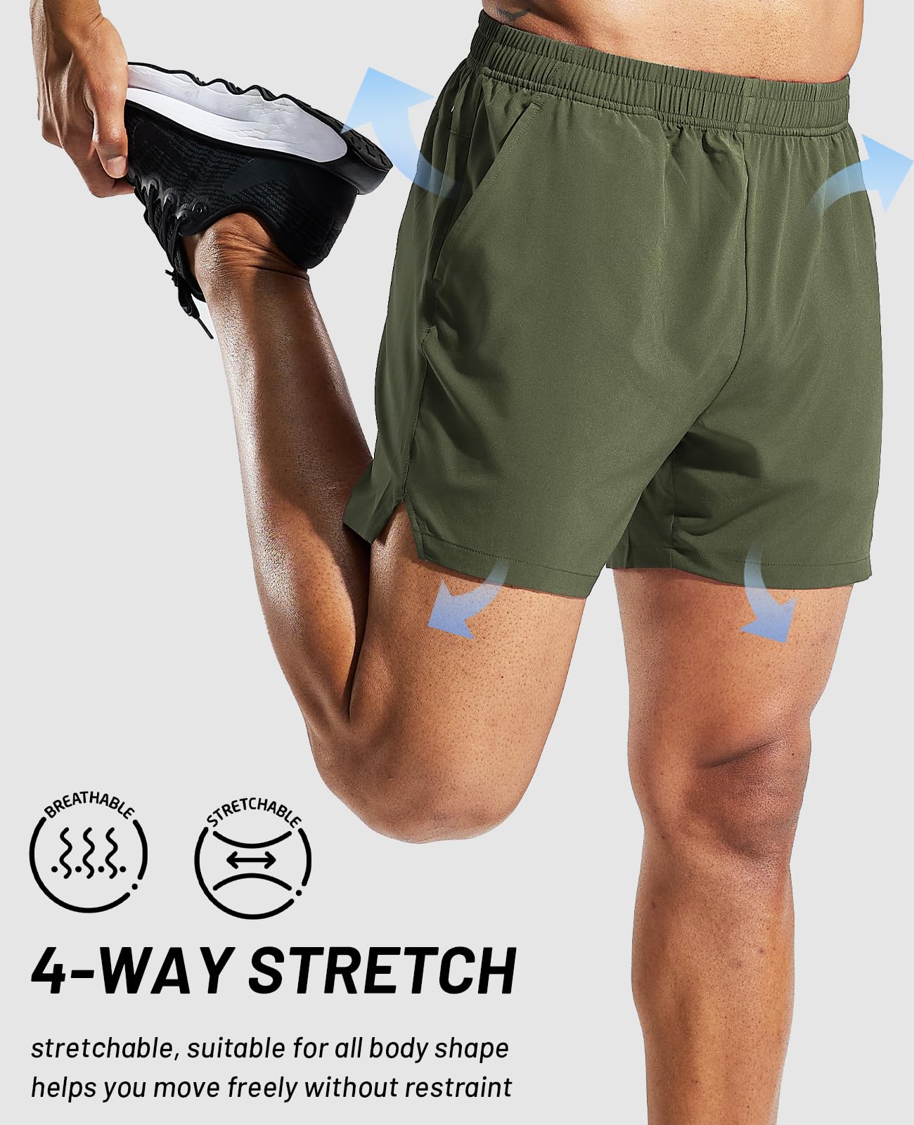 MIER Lot de 3 shorts de course à pied pour homme, 12,7 cm, séchage rapide, léger, pour gym, entraînement, sport, avec poches