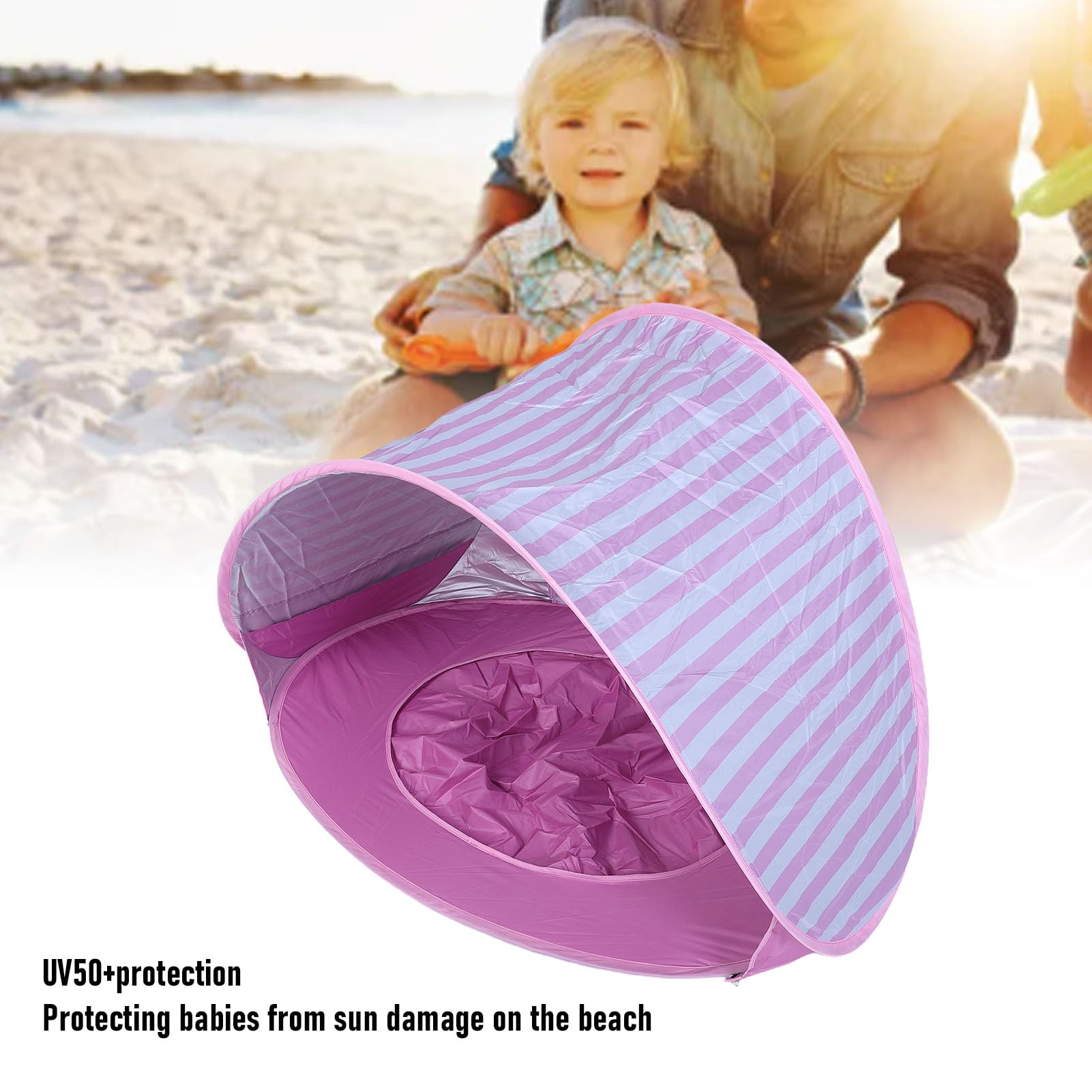 Generic Tienda de Campaña para la Playa para Bebés, Sombrilla Emergente con Protección UV50+ para Niños Pequeños y Bebés, Refugio Portátil Liviano para la Playa y el Campamento