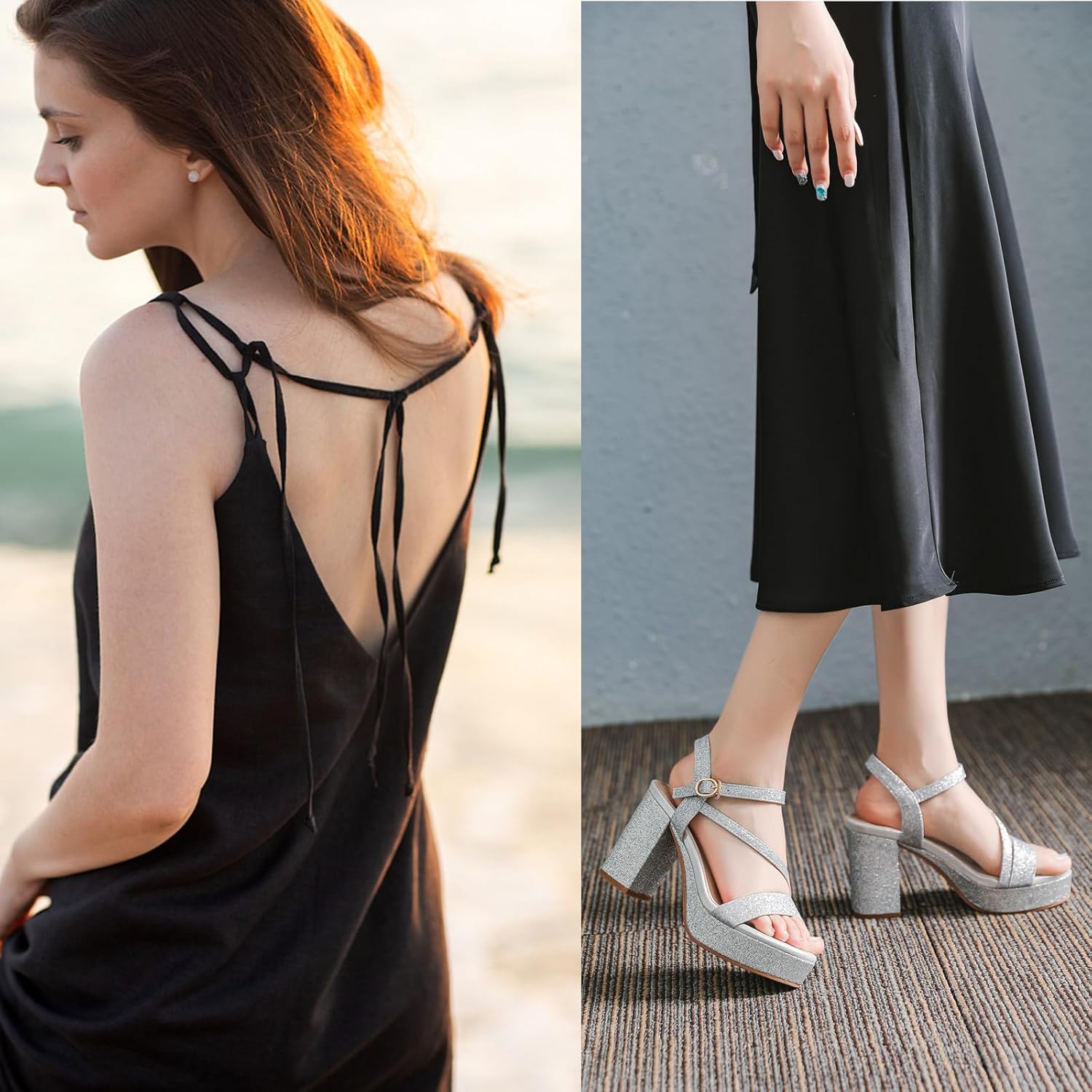 DADAWEN Platform Heels for Women High Block Chunky Open Toe Ankle Strap Heeled Sandals Wedding Party Evening Prom Dance Dress Pump Sandals Shoes - Image 2