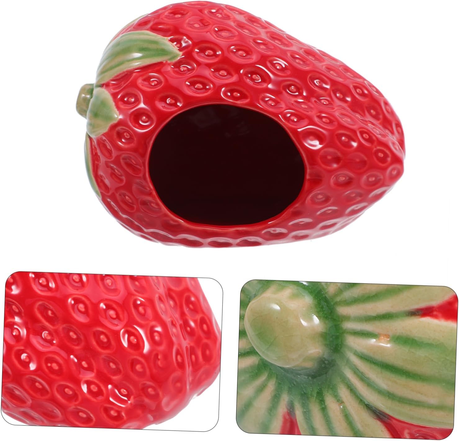 POPETPOP Strawberry Ceramic Hamster Hideaway House Cooling Small Animal Habitat for Guinea Pigs Dwarfs Easy Maintenance Decorative Nest for Hamsters Summer Retreat