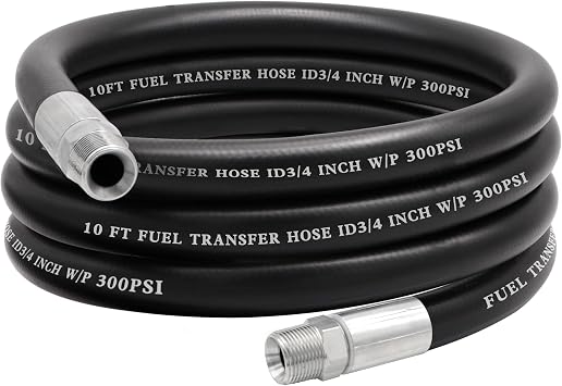 3/4" ID 10FT Fuel Transfer Hose Kit with NPT Fittings for Gas/Diesel