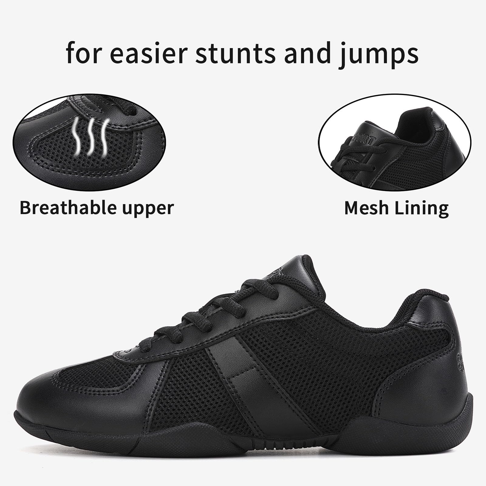 SECHRITE Cheerleading Cheerleader Schuhe Mädchen Damen Weiß Schwarz Sneaker Schulschuhe Tanzschuhe Mesh Tennisschuhe Line Dance Jazz Schuhe Tanzsneaker
