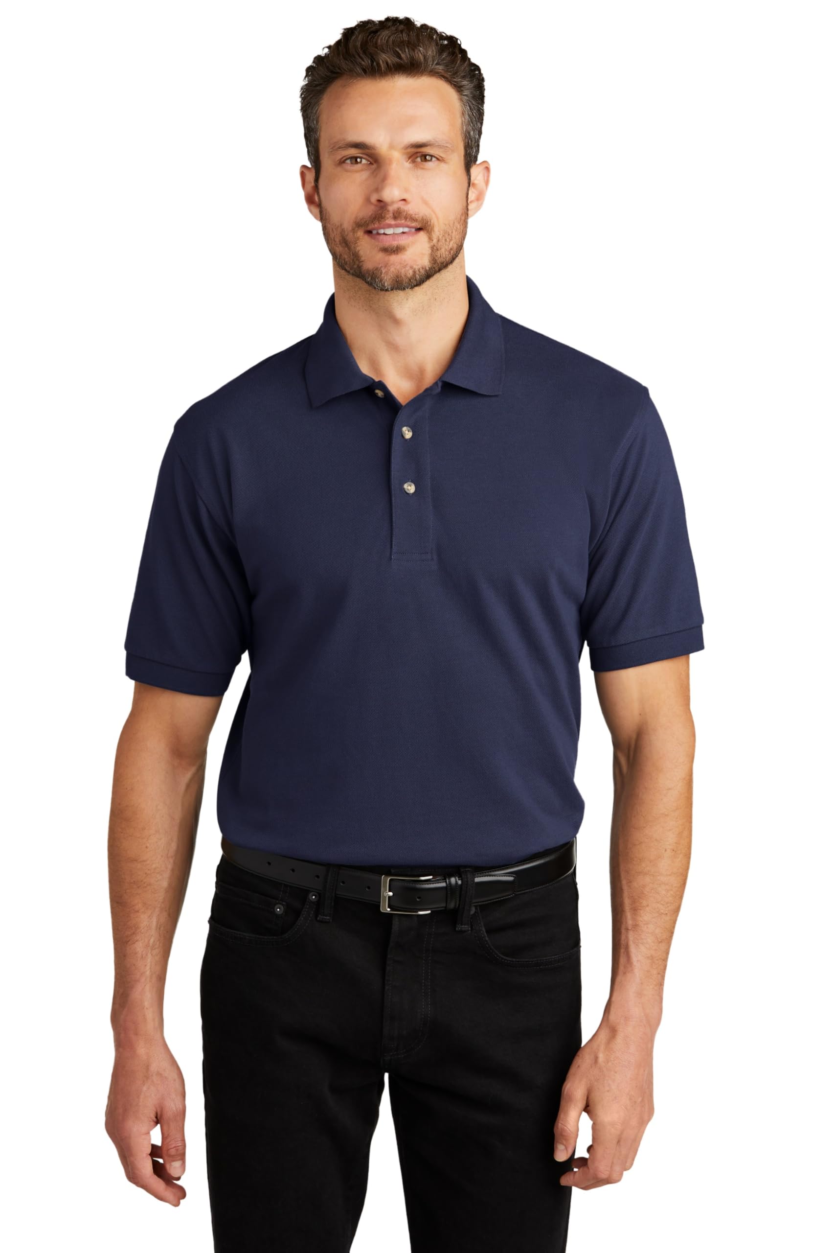 Port Authority Heavyweight Cotton Pique Polo, Navy, 3X-Large