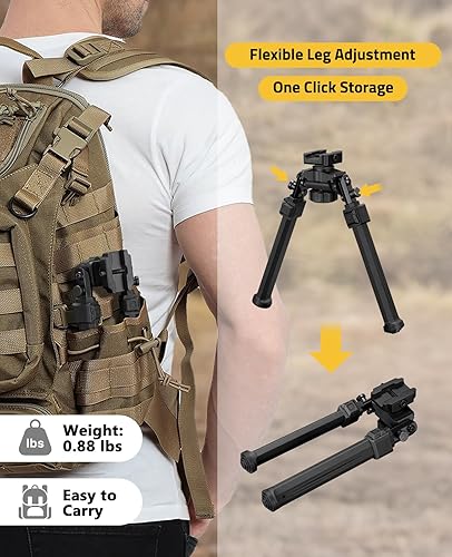 Vista 5 de CVLIFE Picatinny - Bípodes para rifles tácticos, bípodes de rifle táctico, rotación ajustable, inclinación de 360 grados, portátil, resistente