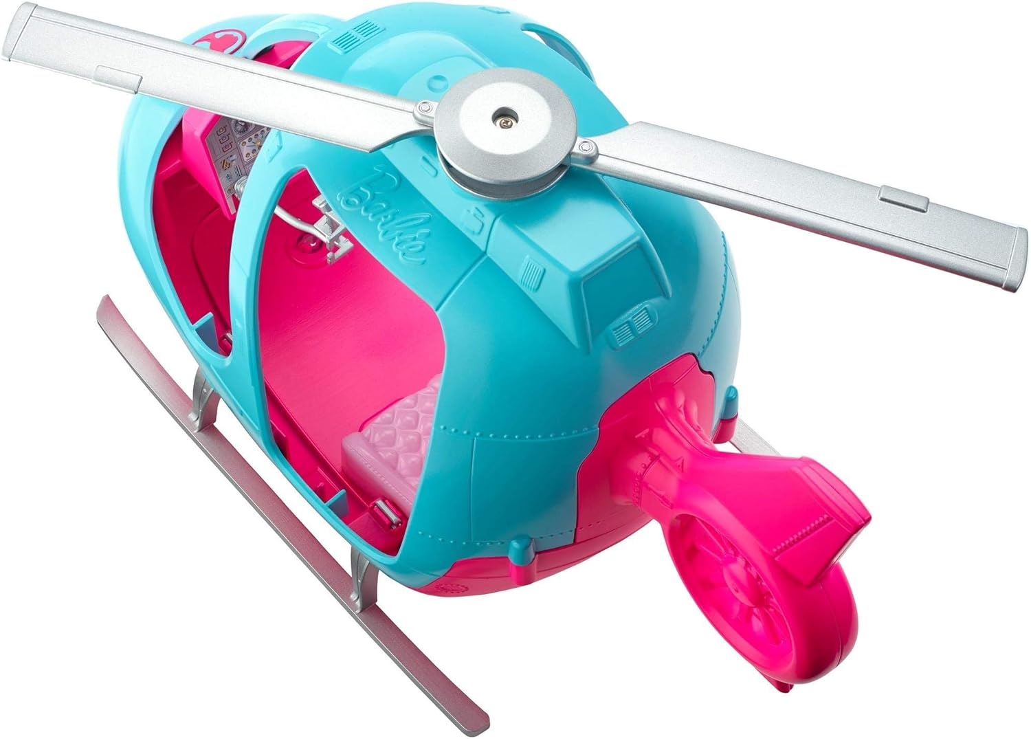 BARBIE - Barbie Helicoptere - Vehicule de Poupee - Helicoptere Rose + Bleu - Peut contenir 2 Poupees Barbie