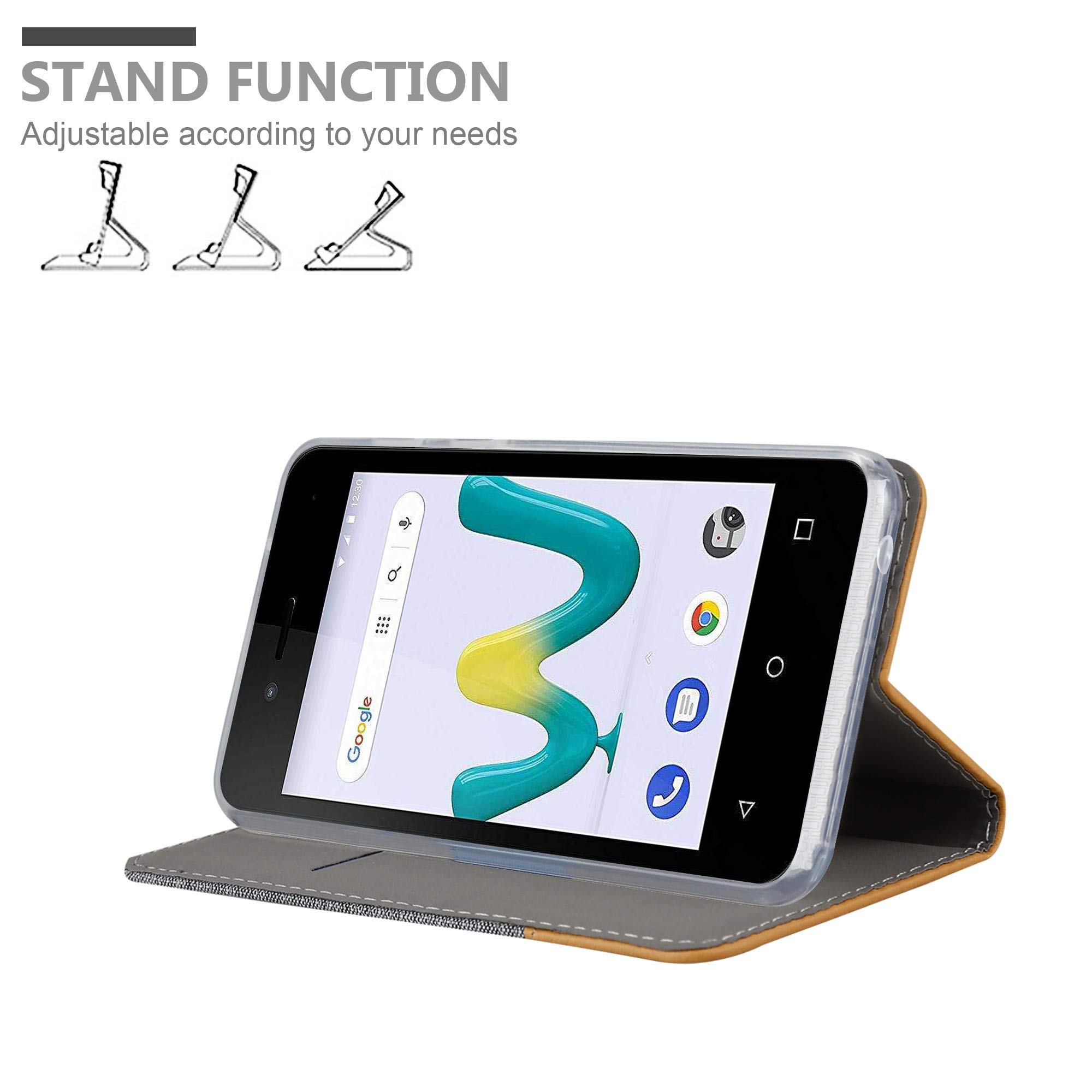 Custodia Portafoglio Per WIKO Sunny 3: Libro Con Chiusura Magnetica Grigio Chiaro Marrone - 5