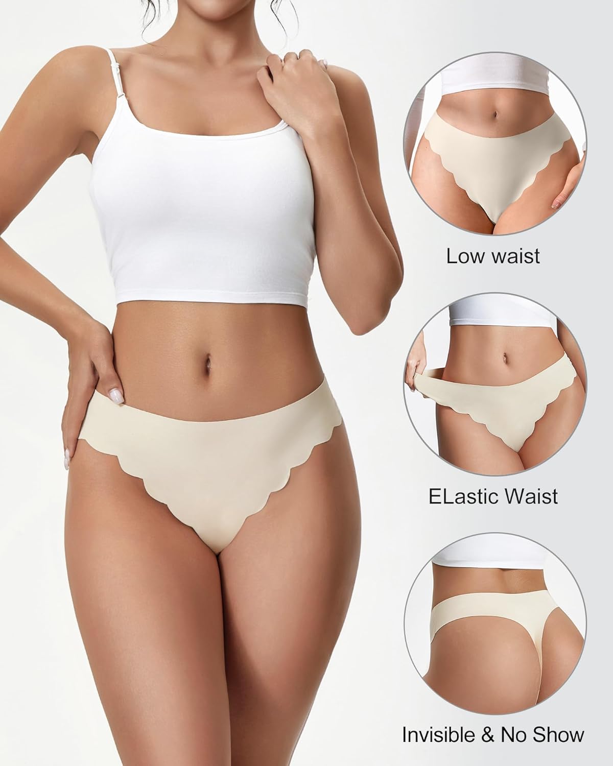 DEANGELMON Seamless Thongs for Women No Show Thong Underwear Women Comfortable Multiple Pack - Image 3