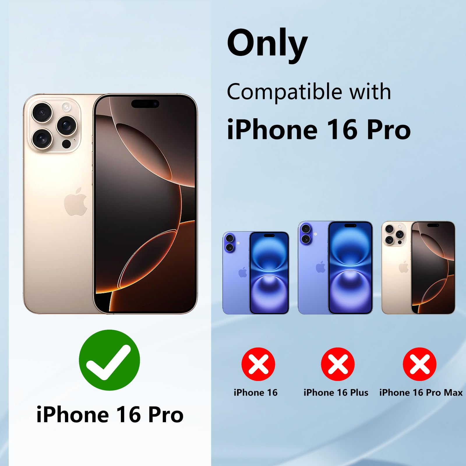 YIRSUR Compatible with iPhone 16 Pro 6.3 Inch Glitter Clear Case with 2X Screen Protector with 2X Camera Lens Protector - Image 2