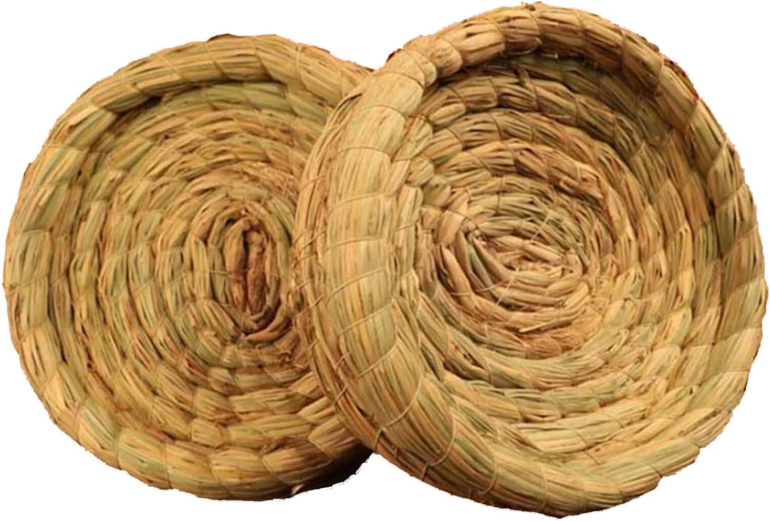 2PCS Handmade Woven Flat Base Straw Bird Nest Breeding Nest Hatch House Cage for Dove, Pigeon, Parrot, Rabbits, Hamster, Gerbil Guinea Pig, Chinchillas